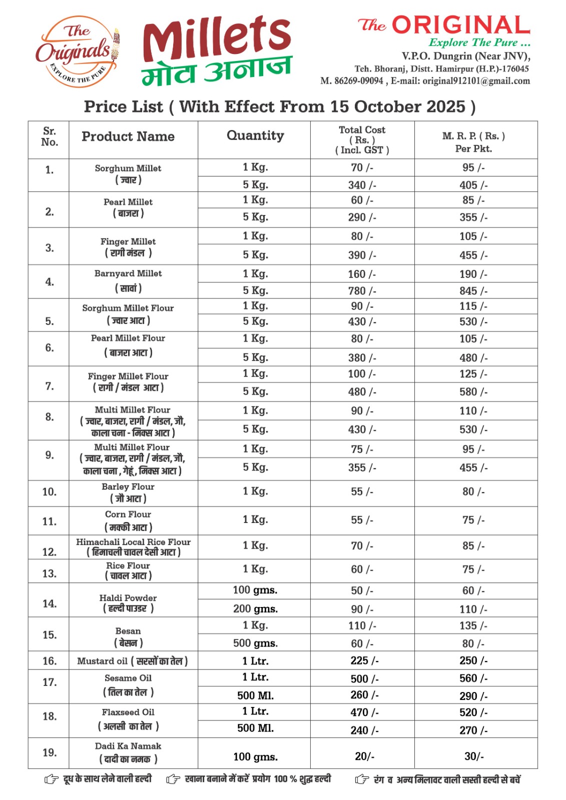 Finished millet flour product